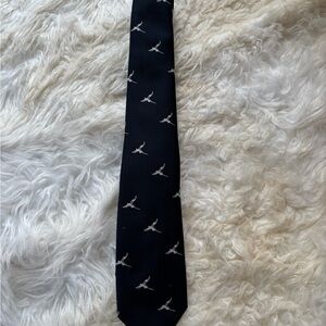 Classic Black Tie with Bird Design